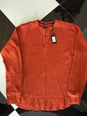 rag & bone Orange Waffle Henley Long Sleeve